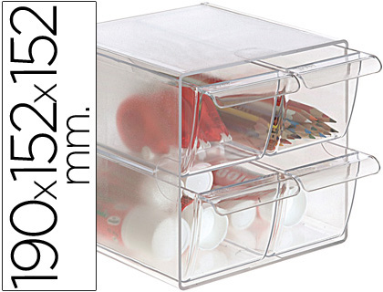 Organizador cubo con cuatro cajones transparentes