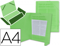 Carpeta portafolios de gomas Liderpapel Din A4 verde translúcido