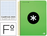 Cuaderno Antartik A4 cuadriculado con 80H de 100g verde flúor