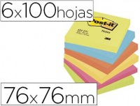 Post-It de 76x76 mm, lote de 6 tacos en colores "Energía"