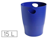 Papelera plastico exacompta ecoblack azul 15 litros