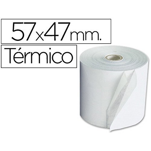 Pack 10 rollos papel térmico, 57×47 mm, para máquinas TPV, sin bisfenol a Pack 10 rollos papel térmico, 57×47 mm, para máquinas TPV, sin bisfenol a