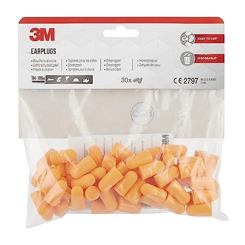 3M - 30 pares tapones para los oídos, desechables, de espuma, contra entornos 94-105 dB (SNR: 37 dB) 3M - 30 pares tapones para los oídos, desechables, de espuma, contra entornos 94-105 dB (SNR: 37 dB)