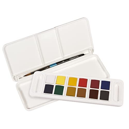 Acuarelas de viaje, caja 12 godets y pincel - Daler Rowney Aquafine Acuarelas de viaje, caja 12 godets y pincel - Daler Rowney Aquafine