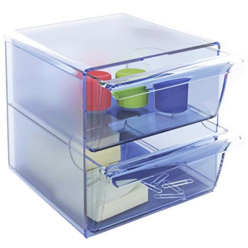Archivo2000 Archicubo - Organizador enlazable dos cajones, azul translúcido, 190×150×150 mm Archivo2000 Archicubo - Organizador enlazable dos cajones, azul translúcido, 190×150×150 mm