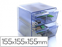 Cubo modular cuatro cajones azul translúcido