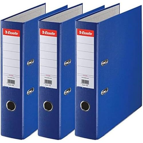 Pack 3 archivadores Esselte anchos, 7.5 cm, azul, A4, certificado FSC Pack 3 archivadores Esselte anchos, 7.5 cm, azul, A4, certificado FSC