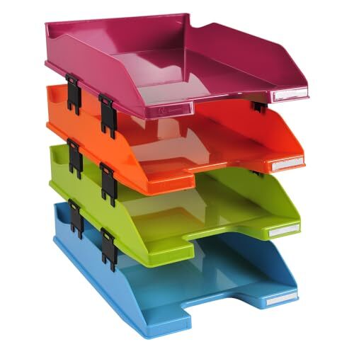 Bandejas de correspondencia de plástico en colores surtidos, 346×254×243 mm - Exacompta Arlequín Bandejas de correspondencia de plástico en colores surtidos, 346×254×243 mm - Exacompta Arlequín