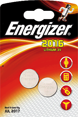 Blíster 2 Pilas Botón Energizer CR2016