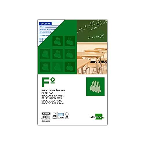 Bloc de exámenes, folio, 40 hojas, papel 60 g - Liderpapel Bloc de exámenes, folio, 40 hojas, papel 60 g - Liderpapel