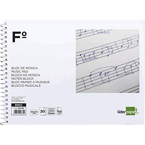 Bloc de música pentagrama 3 mm folio apaisado 20 h. 100 g - Liderpapel Bloc de música pentagrama 3 mm folio apaisado 20 h. 100 g - Liderpapel