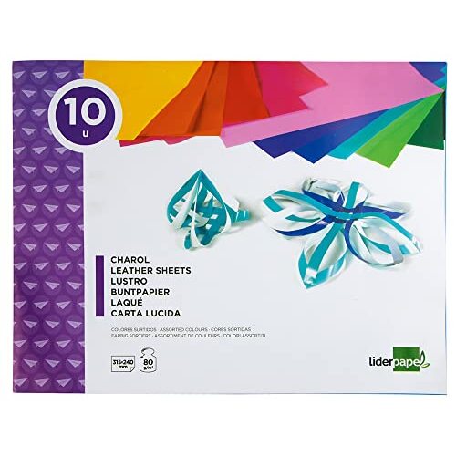 Bloc de papel charol para manualidades, 240×315 mm, 10 hojas colores surtidos Bloc de papel charol para manualidades, 240×315 mm, 10 hojas colores surtidos