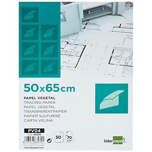 Paquete 50 hojas papel vegetal de 50×65 cm y 70 g/m² - Liderpapel Paquete 50 hojas papel vegetal de 50×65 cm y 70 g/m² - Liderpapel