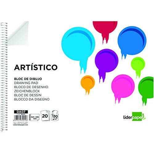 Bloc dibujo artístico, 20 hojas, 130 g, sin recuadro, 230×325 mm - Liderpapel Bloc dibujo artístico, 20 hojas, 130 g, sin recuadro, 230×325 mm - Liderpapel