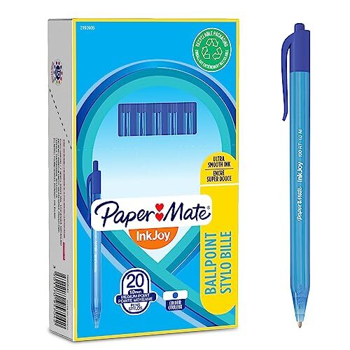 Pack 20 bolígrafos PaperMate InkJoy 100RT, retráctil, 1.0 mm, tinta azul Pack 20 bolígrafos PaperMate InkJoy 100RT, retráctil, 1.0 mm, tinta azul