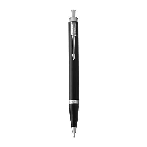 Parker IM - Bolígrafo en laca negra con detalles cromados, punta media, tinta azul, estuche de regalo Parker IM - Bolígrafo en laca negra con detalles cromados, punta media, tinta azul, estuche de regalo