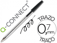 Boligrafo transparente barato de punta mediana Q-Connect negro