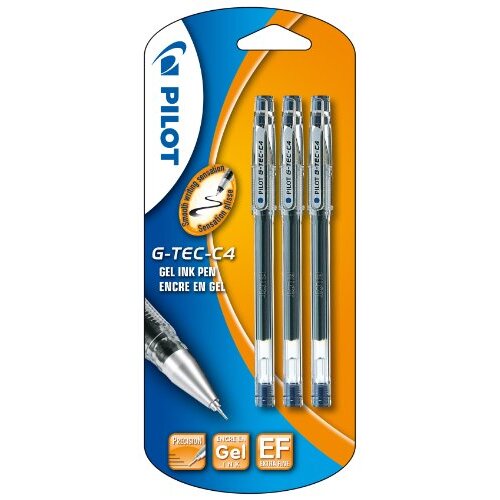 Set 3 bolígrafos Pilot G-TEC C4 azules, tinta de gel, trazo extrafino Set 3 bolígrafos Pilot G-TEC C4 azules, tinta de gel, trazo extrafino