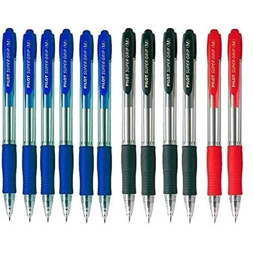 Pack 12 bolígrafos Pilot Super Grip M (6 azules, 4 negros, 2 rojos) Pack 12 bolígrafos Pilot Super Grip M (6 azules, 4 negros, 2 rojos)