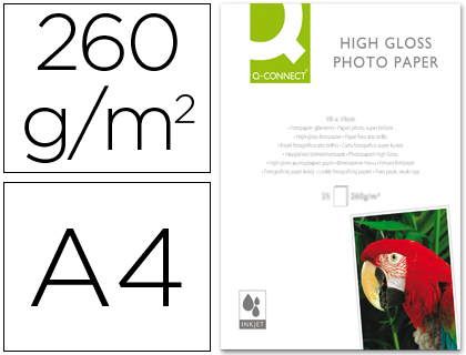 Bolsa 50h papel fotográfico glossy Q-Connect Din A4