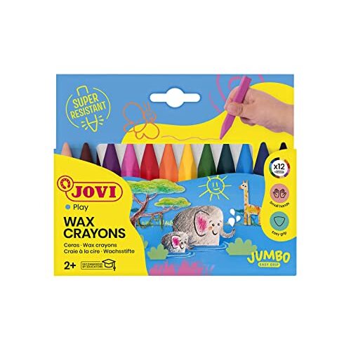Jovi Triwax 973/12 - Caja de 12 ceras triangulares multicolor, muy resistentes, no manchan Jovi Triwax 973/12 - Caja de 12 ceras triangulares multicolor, muy resistentes, no manchan