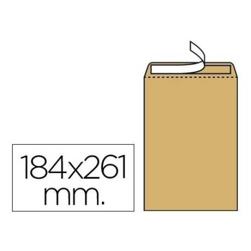 Caja 250 bolsass 184x261 mm (cuarto prolongado) kraft marron 90g, tira silicona Caja 250 bolsass 184x261 mm (cuarto prolongado) kraft marron 90g, tira silicona