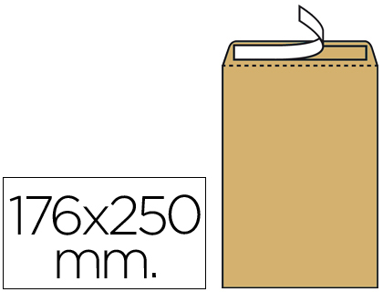 Bolsas 176x250, kraft marrón adhesivas, caja 500