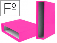 Caja para archivador folio Liderpapel con lomo 82 mm rosa