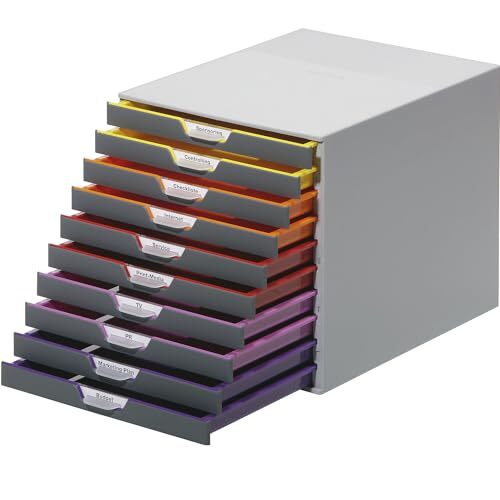 Cajonera Durable Varicolor de 10 cajones, incluye etiquetas - Durable Cajonera Durable Varicolor de 10 cajones, incluye etiquetas - Durable