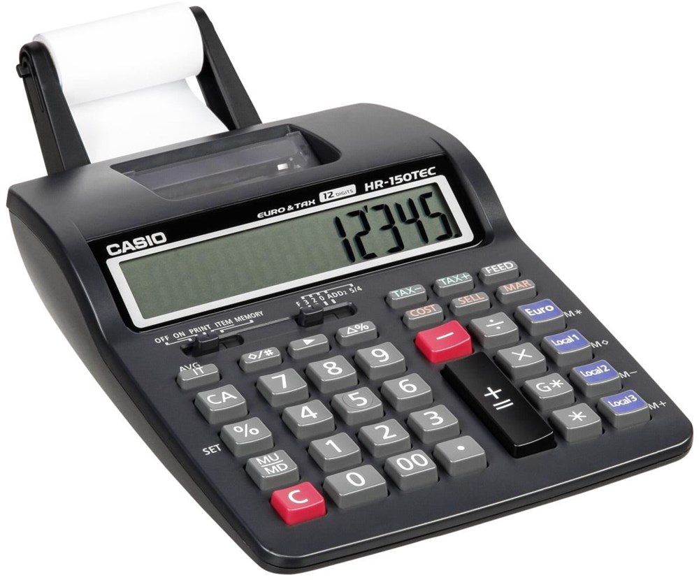 Calculadora Casio HR-150TEC, 12 digitos, papel 58 mm