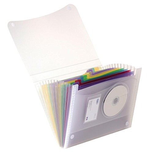 Carpeta clasificadora con fuelle, A4, con bolsillo para CD y tarjeta visita, 13 departamentos, PP transparente Carpeta clasificadora con fuelle, A4, con bolsillo para CD y tarjeta visita, 13 departamentos, PP transparente