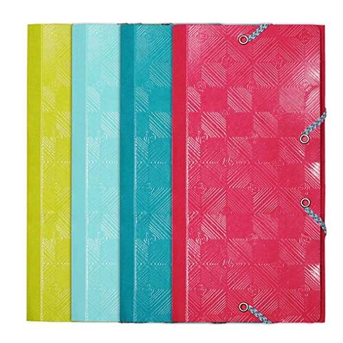 Set 4 carpetas de colores de 120×235 mm con solapas y gomas, colores surtidos - Exacompta Set 4 carpetas de colores de 120×235 mm con solapas y gomas, colores surtidos - Exacompta