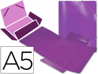 Carpeta de plástico con gomas y solapas A5 violeta