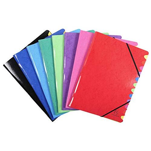 Exacompta Iderama - Carpeta clasificadora folio con gomas y 12 departamentos, colores surtidos Exacompta Iderama - Carpeta clasificadora folio con gomas y 12 departamentos, colores surtidos