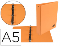 Carpeta PVC A5 con cuatro anillas redondas 25 mm naranja