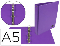 Carpeta PVC A5 con cuatro anillas redondas 25 mm violeta