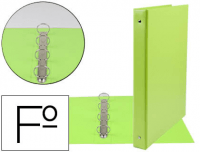 Carpeta PVC Folio con cuatro anillas redondas 25 mm verde pistacho
