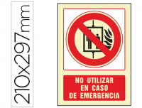 Cartel no usar en caso de incendio PVC fotoluminiscente