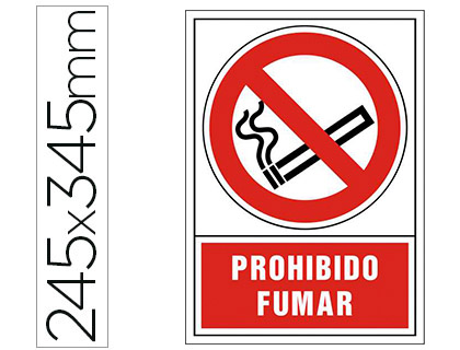 Cartel homologado «Prohibido Fumar», señal antitabaco 24.5×34.5 cm