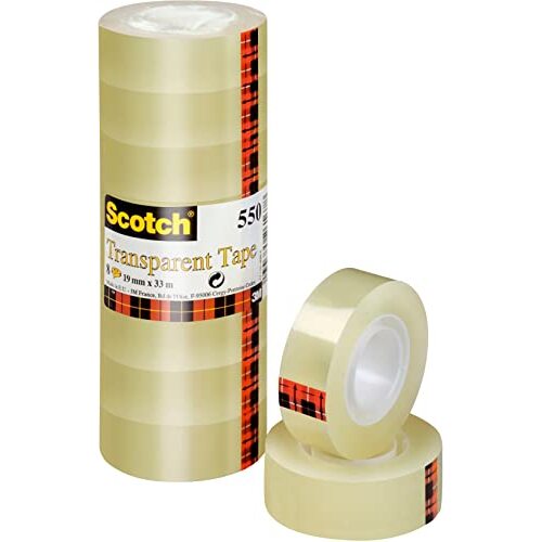 8 rollos de celo transparente Scotch 550, 19 mm × 33 m, uso doméstico y laboral 8 rollos de celo transparente Scotch 550, 19 mm × 33 m, uso doméstico y laboral