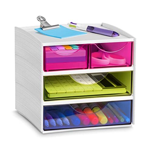 Cep - Fichero de sobremesa multicolor con 4 cajones, en poliestireno, 186×185×175 mm Cep - Fichero de sobremesa multicolor con 4 cajones, en poliestireno, 186×185×175 mm