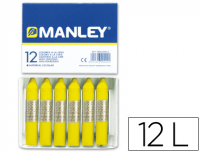 Ceras Manley amarillo limón Nº2 en estuche de 12 barritas