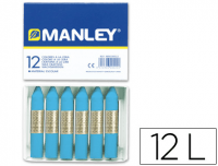 Ceras Manley azul celeste Nº17 en estuche de 12 barritas