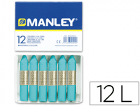 Ceras Manley azul turquesa Nº16 en estuche de 12 barritas