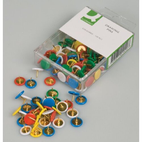 Caja 120 chinchetas planas plastificadas redondas - Q-Connect Caja 120 chinchetas planas plastificadas redondas - Q-Connect