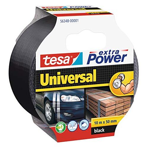 Tesa extra Power - Cinta americana "Duct Tape" para reparar, reforzar y sellar, negra, 10 m × 50 mm Tesa extra Power - Cinta americana "Duct Tape" para reparar, reforzar y sellar, negra, 10 m × 50 mm