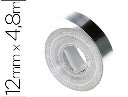 Cinta de aluminio Dymo 12 mm × 4.8 m sin adhesivo para rotuladoras