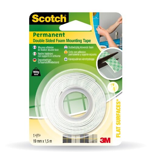 Scotch - Cinta de doble cara para montajes en pared sin clavos ni tornillos, 19 mm × 1.5 m Scotch - Cinta de doble cara para montajes en pared sin clavos ni tornillos, 19 mm × 1.5 m