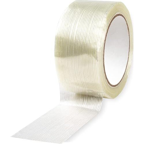 Cinta de embalar reforzada con filamentos de fibra de vidrio, 50 m × 50 mm Cinta de embalar reforzada con filamentos de fibra de vidrio, 50 m × 50 mm