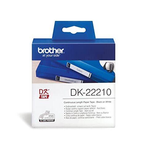 Brother DK22210 - Cinta de papel continuo, 29 mm, 30.48 m, para impresora etiqueta QL Brother DK22210 - Cinta de papel continuo, 29 mm, 30.48 m, para impresora etiqueta QL